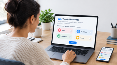 empleada haciendo encuesta de bienestar laboral